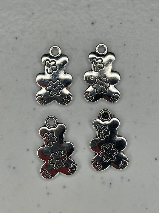 Teddy bear charm (silver)