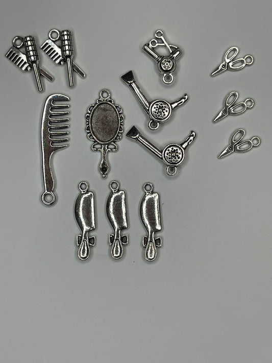 Hair dresser charms (silver)